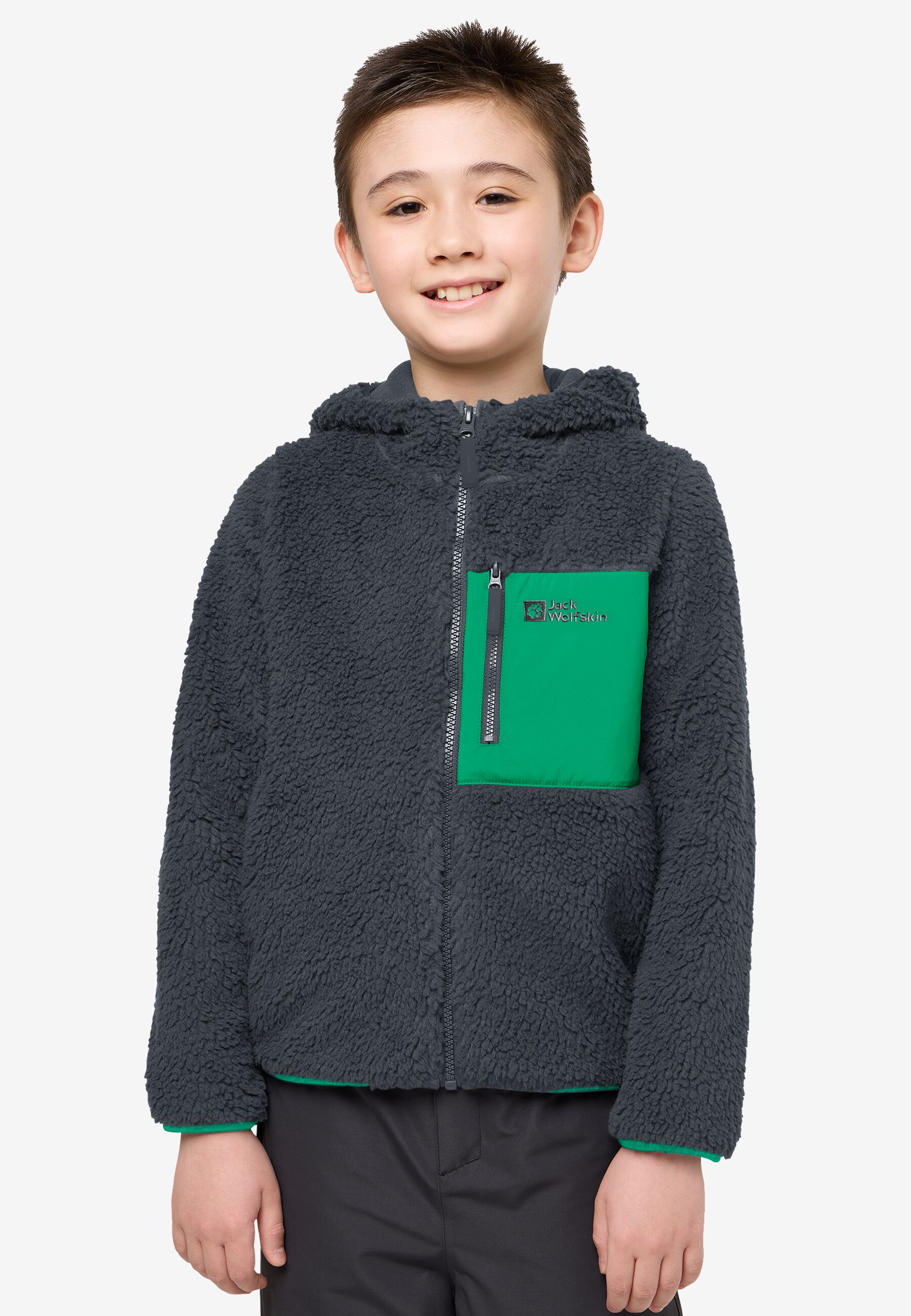 Warme fleece jas NH500 voor kinderen staalblauw