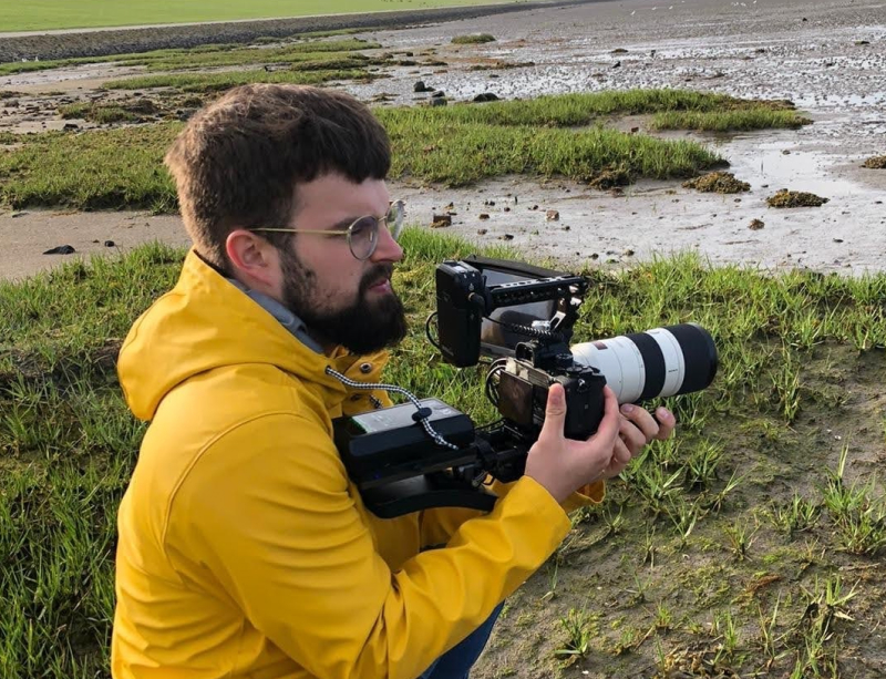 Linus voor water met camera